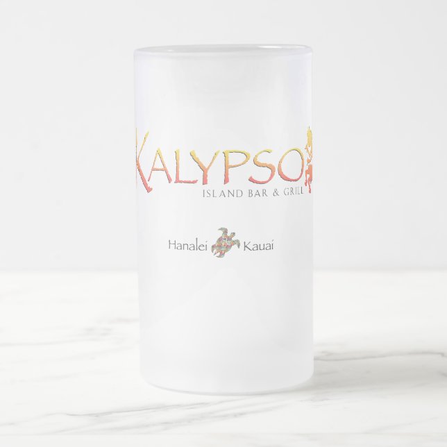 Kalypso buntes Logo mit Mattglas Bierglas (Mittel)