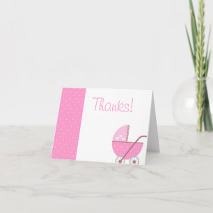 Kam entlang eine Wagen-Rosa-Babyparty danken Ihnen Dankeskarte