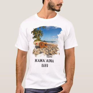Kamaʻaina Oahu Ukelele am Hawaii-Strand T-Shirt