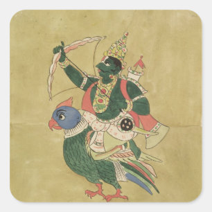 Kama, Gott der Liebe, 18.-1. Jahrhundert Quadratischer Aufkleber