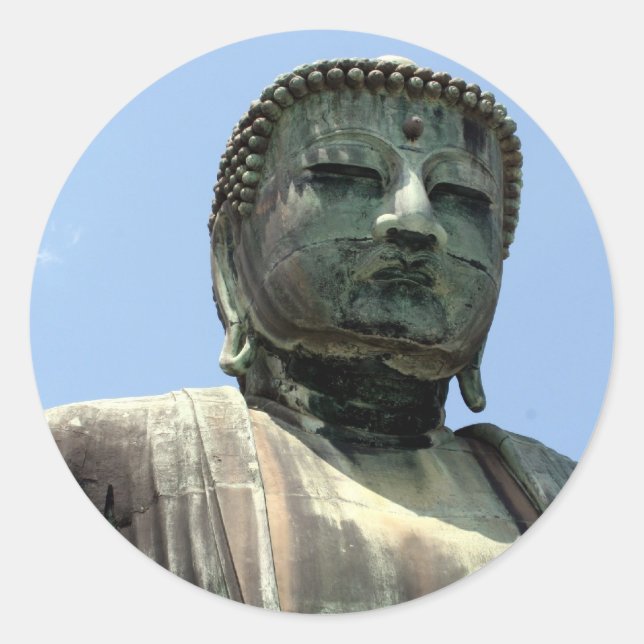 Kamakura Buddha Runder Aufkleber (Vorderseite)
