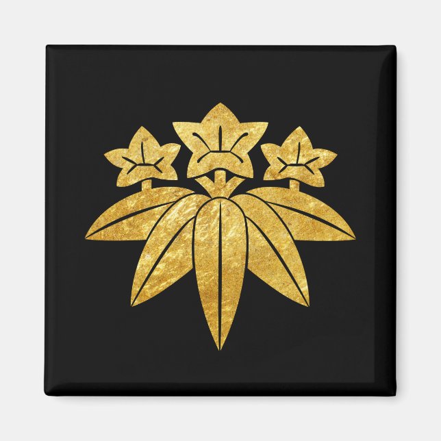 Kamakura Minamoto Mon Japanisches Imitat Gold auf  Magnet (Vorne)