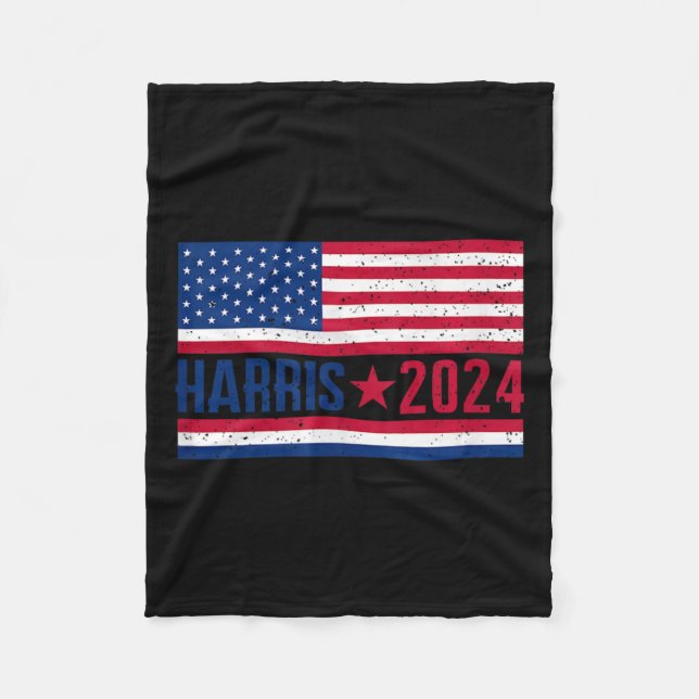 Kamala 2024 Amerikanische Flagge Fleecedecke (Vorderseite)