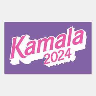 Kamala 2024 Rosa und Lila farbenfroh Rechteckiger Aufkleber