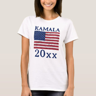 KAMALA 2024 USA-Flagge vintage blau Demokrat Text T-Shirt