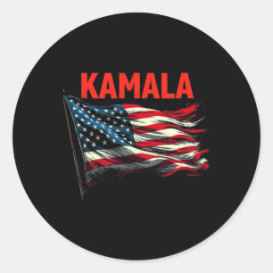 Kamala American Flag Runder Aufkleber