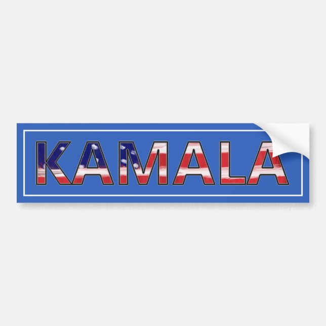 Kamala auf blau mit Flag-Autoaufkleber Autoaufkleber (Vorne)