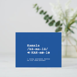Kamala Aussprache Definition Phonetik blau Postkarte