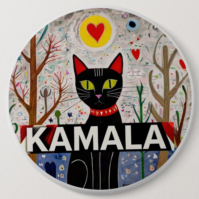 Kamala Black Cat Herz Kamala Button (Vorderseite)