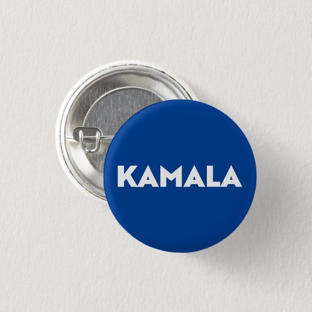Kamala Blau-Weiß moderne, fett formatierte Typogra Button (Vorne & Hinten)