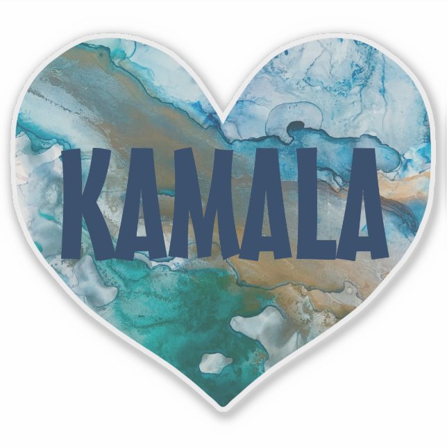 Kamala Blue Alcohol Ink Heart Aufkleber (Vorderseite)