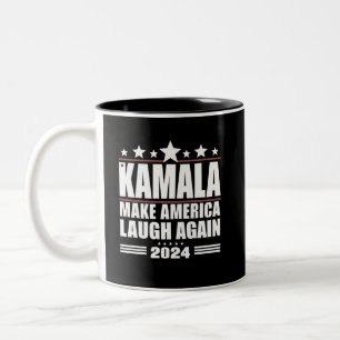 Kamala bringt Amerika zum Lachen American Flag 202 Zweifarbige Tasse