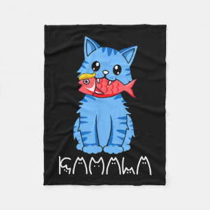 Kamala Cat essen Fisch Funny Harris Trump 2024 für Fleecedecke