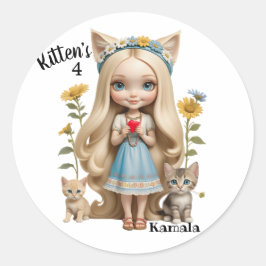 Kamala Cats Kids Custom Personalisiert Kitten Runder Aufkleber