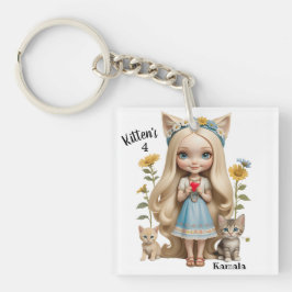 Kamala Cats Kids Custom Personalisiert Kitten Schlüsselanhänger