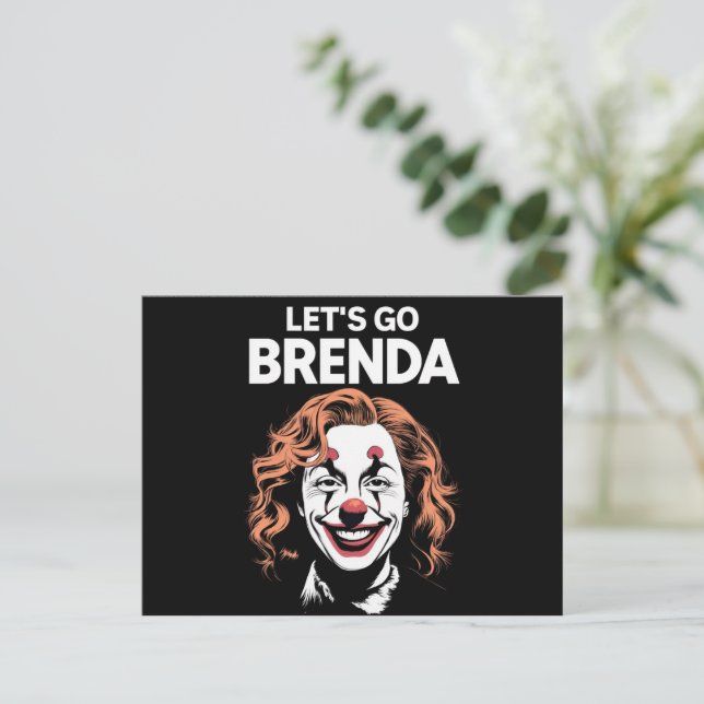 Kamala Clown Let's Go Brenda Postkarte (Stehend Vorderseite)