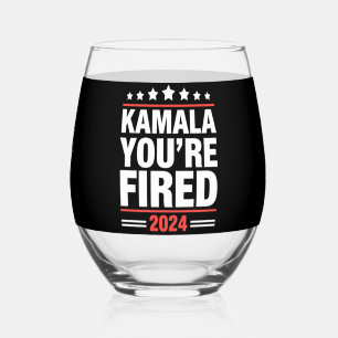 Kamala, du bist gefeuert Kamala Harris 2024 Weinglas Ohne Stiel