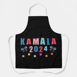 Kamala für 2024. Schwarze Farbe. All-Over-Druck Sc Schürze