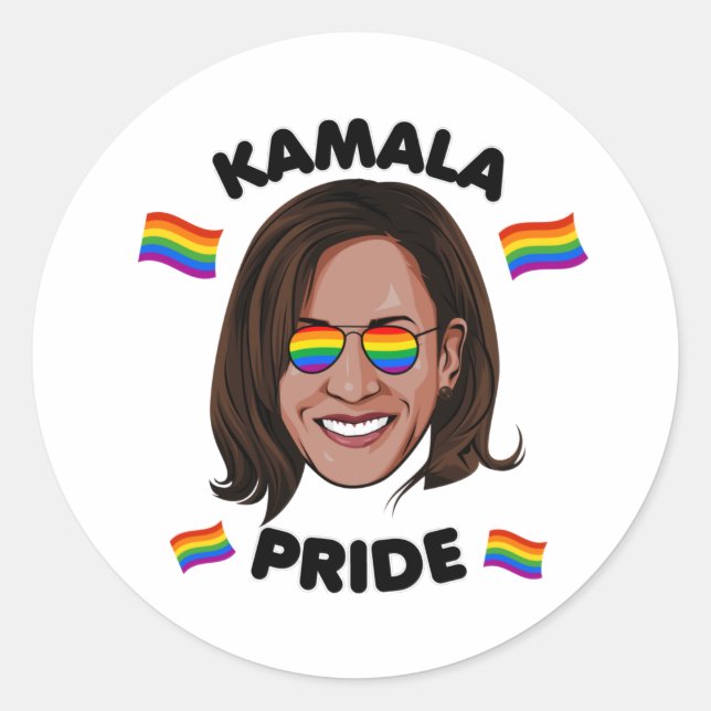 KAMALA GAY PRIDE RUNDER AUFKLEBER (Vorderseite)