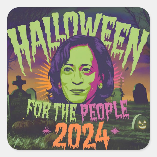 Kamala Halloween-Aufkleber: Ein festes neues Model Quadratischer Aufkleber (Vorderseite)
