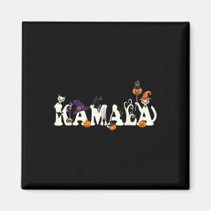 Kamala Halloween Cat Pumpkin Hexenhut Lover Kamal Magnet