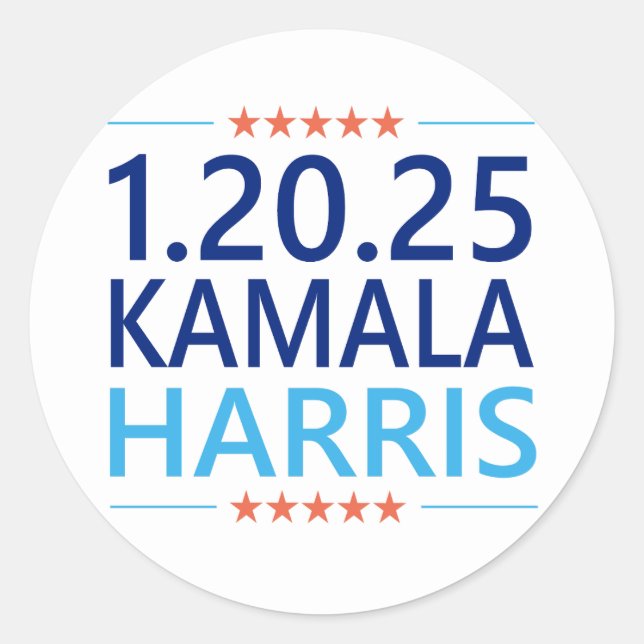 Kamala Harris 1. Frau Präsidentin 1.20.25 Runder Aufkleber (Vorderseite)