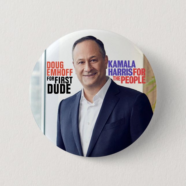 Kamala Harris 2020 "Douglas Emhoff für ersten Typ Button (Vorderseite)