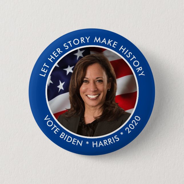 Kamala Harris 2020 Historic Collectible Foto Button (Vorderseite)
