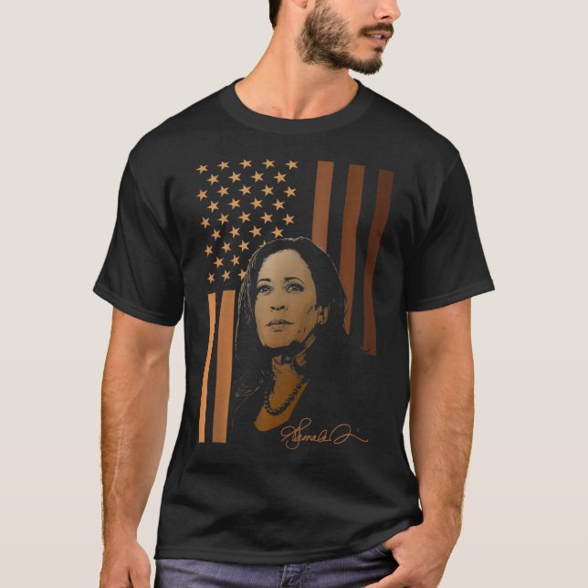 Kamala Harris 2024 Amerikanische Flagge Frau Präsi T-Shirt (Vorderseite)