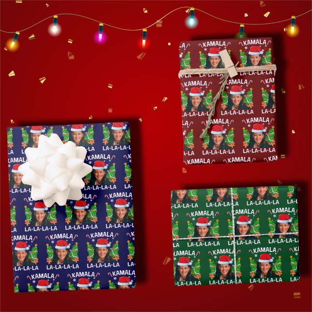 Kamala Harris 2024 Blauer Weihnachten Geschenkpapier Set (Von Creator hochgeladen)