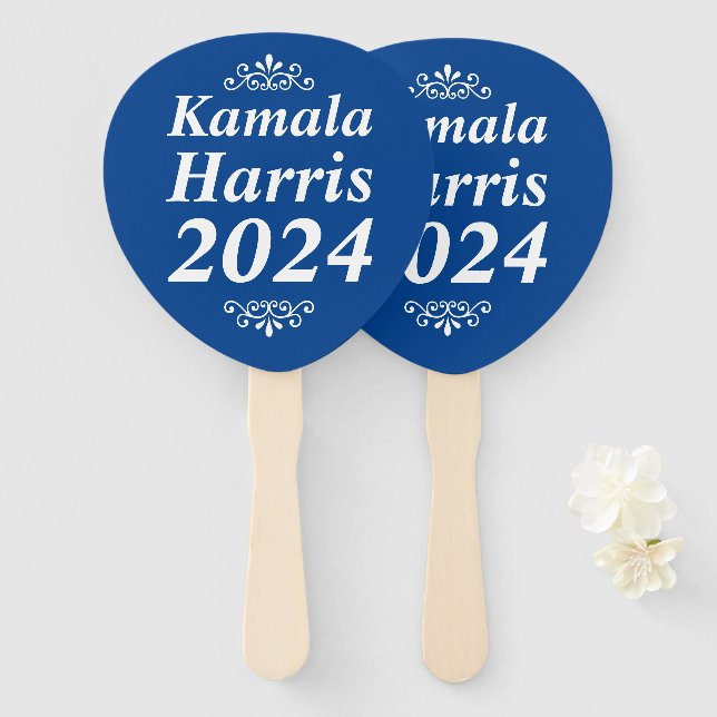 Kamala Harris 2024 Custom Text Ornaments Blue Fächer (Vorne und Hinten)