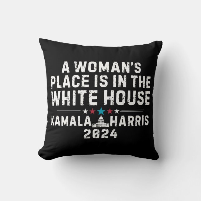 Kamala Harris 2024 - Ein Frauenplatz im Weißen Kissen (Vorderseite)