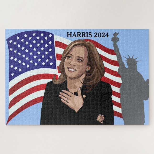 Kamala Harris 2024 Flag Statue of Liberty (Horizontal)