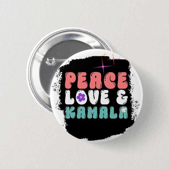 Kamala Harris 2024 für Präsident Groovy Button (Vorne & Hinten)