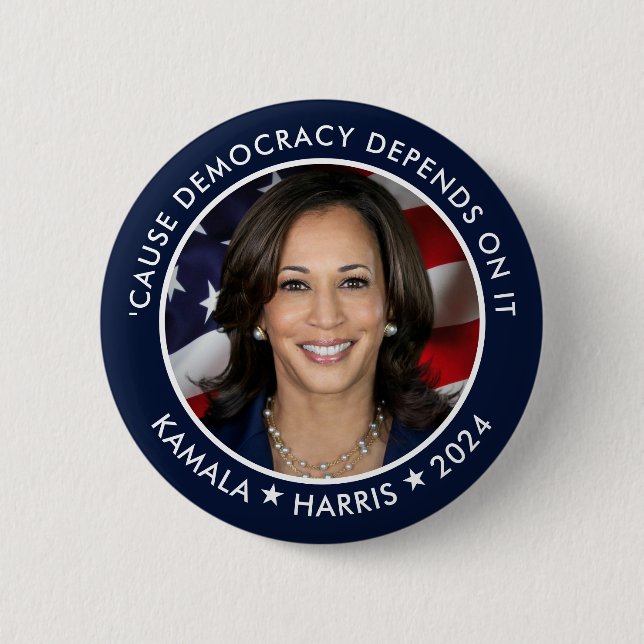 Kamala Harris 2024 für Präsident mit Foto Button (Vorderseite)