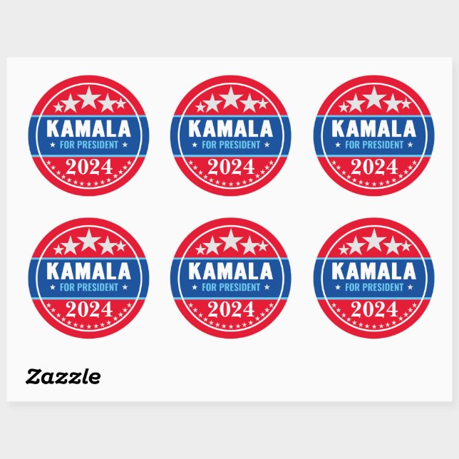 Kamala Harris 2024 für Präsident Runder Aufkleber (Blatt)