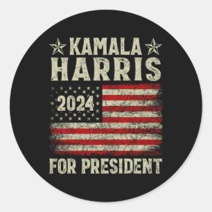 Kamala Harris 2024 für Präsidentschaftswahlkampagn Runder Aufkleber