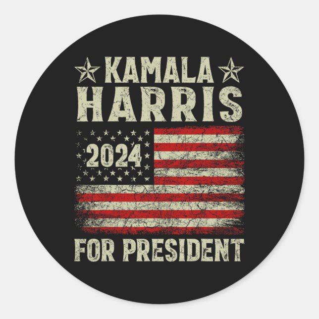 Kamala Harris 2024 für Präsidentschaftswahlkampagn Runder Aufkleber (Vorderseite)