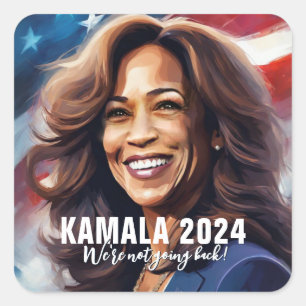 Kamala Harris 2024 geht nicht zurück zur grafische Quadratischer Aufkleber