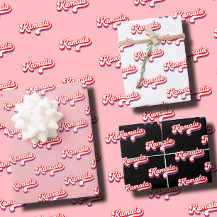 Kamala Harris 2024 Niedlich 2024 Wahl Hot Pink Geschenkpapier Set