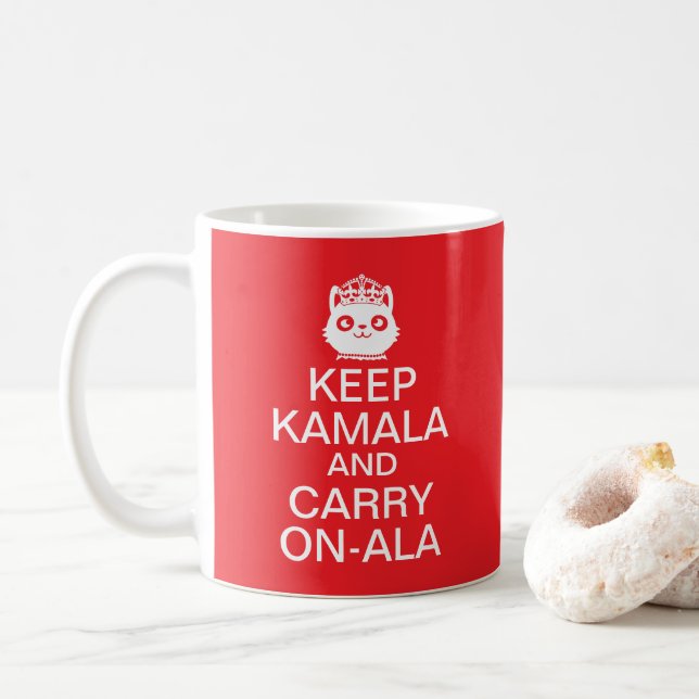 Kamala Harris 2024 Präsident Behalt Calm Carry on Kaffeetasse (Mit Donut)