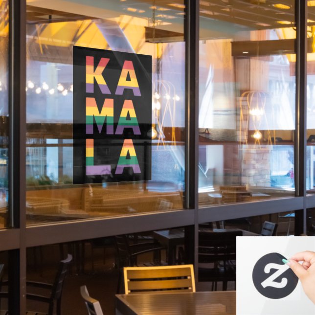 Kamala Harris 2024 Rainbow Flag Gay Pride LGBT Fensteraufkleber (Restaurantfenster)