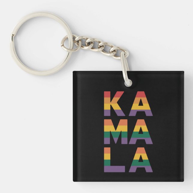 Kamala Harris 2024 Rainbow Flag Gay Pride LGBT Schlüsselanhänger (Vorderseite)