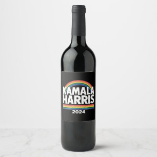 Kamala Harris 2024 Regenbogen Schwulen Stolz LGBT Weinetikett