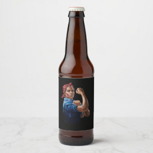 Kamala Harris 2024 Rosie The Riveter Childless Cat Bierflaschenetikett