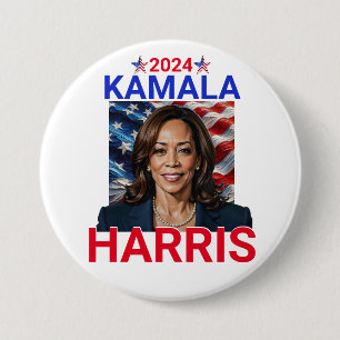 Kamala Harris 2024 Rot, Weiß und Blau Button