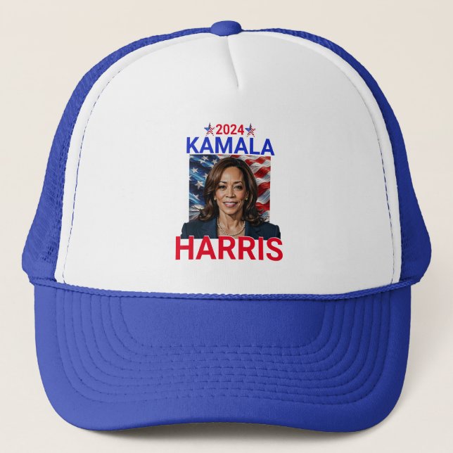 Kamala Harris 2024 Rot, Weiß und Blau Truckerkappe (Vorderseite)