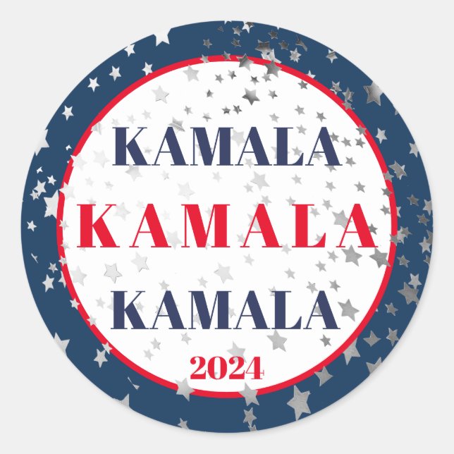 Kamala Harris 2024 unterstützt Red White Blue Runder Aufkleber (Vorderseite)