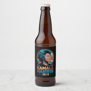 Kamala Harris 2024 Wählen Sie Präsident Kamala Wah Bierflaschenetikett