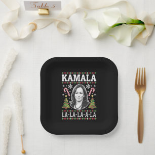 Kamala Harris 2024 Weihnachten Komma La Xmas Pappteller